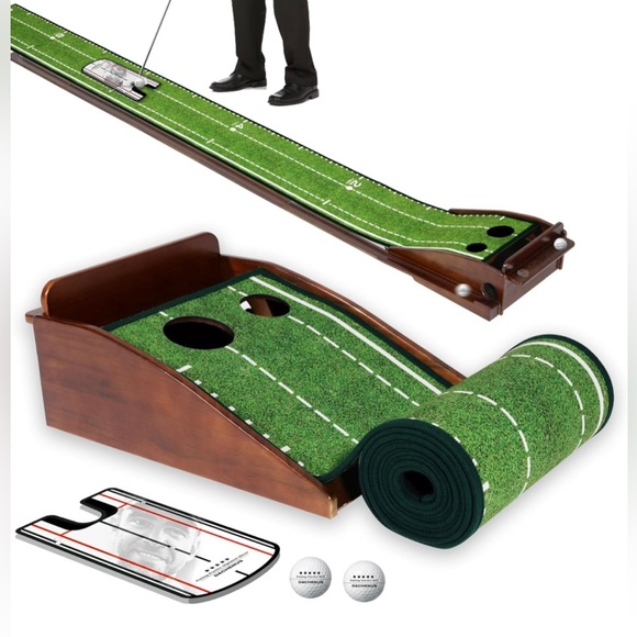 Golf Pro indoor/outdoor putter with ball return, trace strike pad, & gifts - Picture 3 of 4